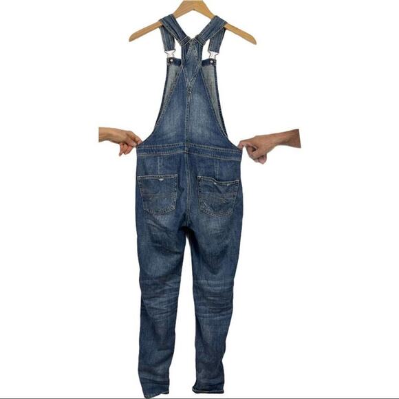 American Eagle Tomgirl Distressed Blue Denim Jeans Overall Size XS Relaxed Fit - Picture 6 of 16